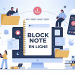 illustration block note en ligne collaboration synchronisation