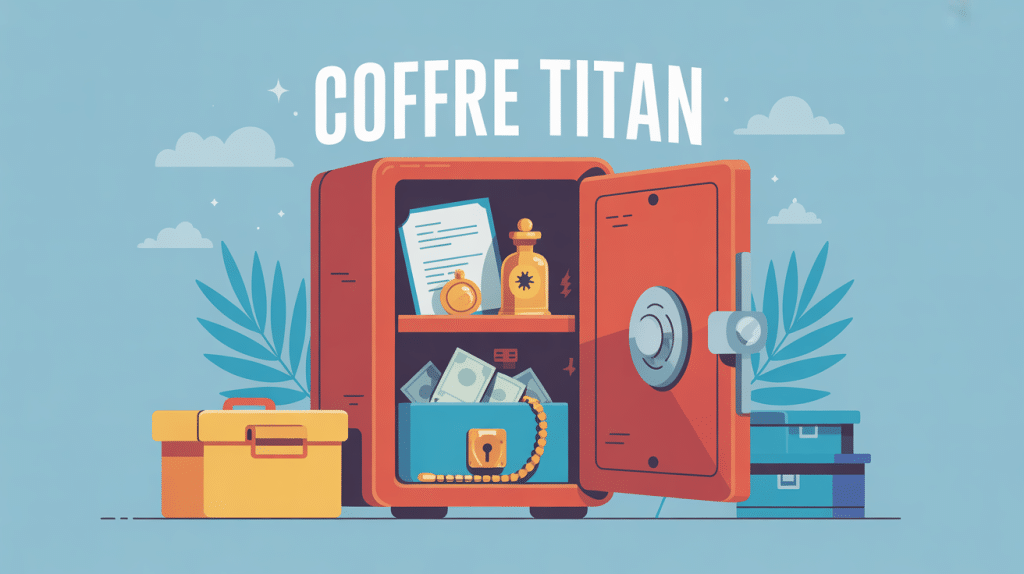 illustration coffre titan ouvert sécurité documents bijoux