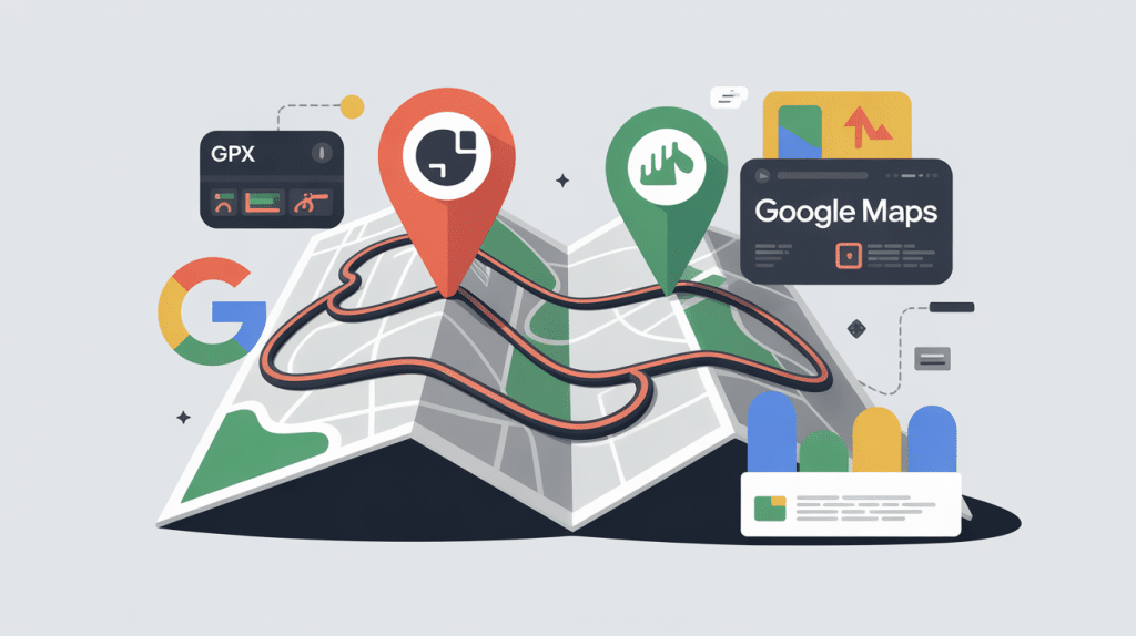 illustration gpx google map icônes parcours gps