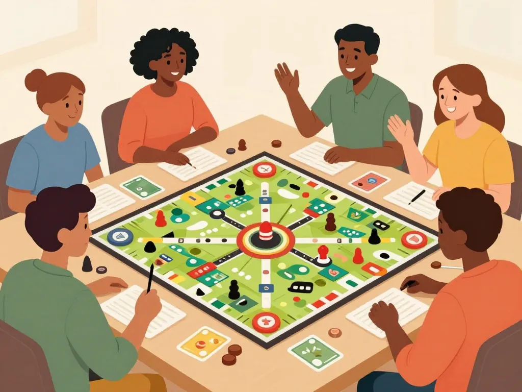 illustration groupe jouant jeux de plateau civilisation accessibles