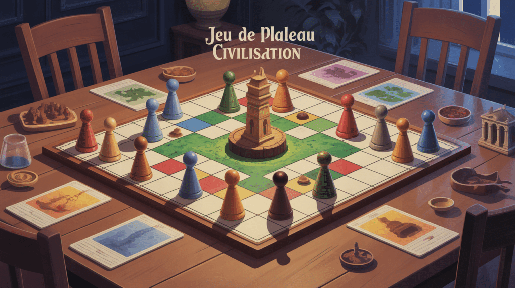 illustration jeux de plateau civilisation soirée familiale conviviale
