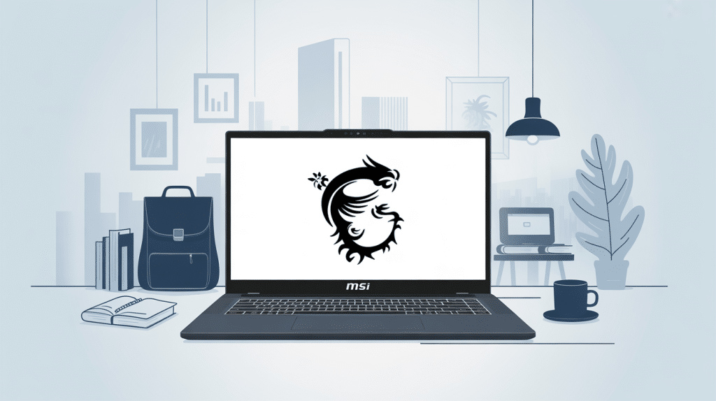 ordinateur portable modern 15 b7m-220fr sur fond travail et études