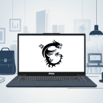 ordinateur portable modern 15 b7m-220fr sur fond travail et études