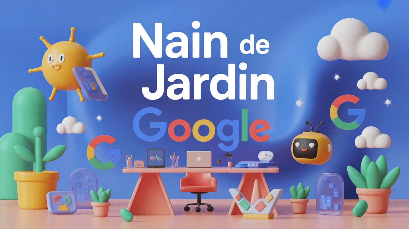 illustration nain de jardin google style 3d technologie