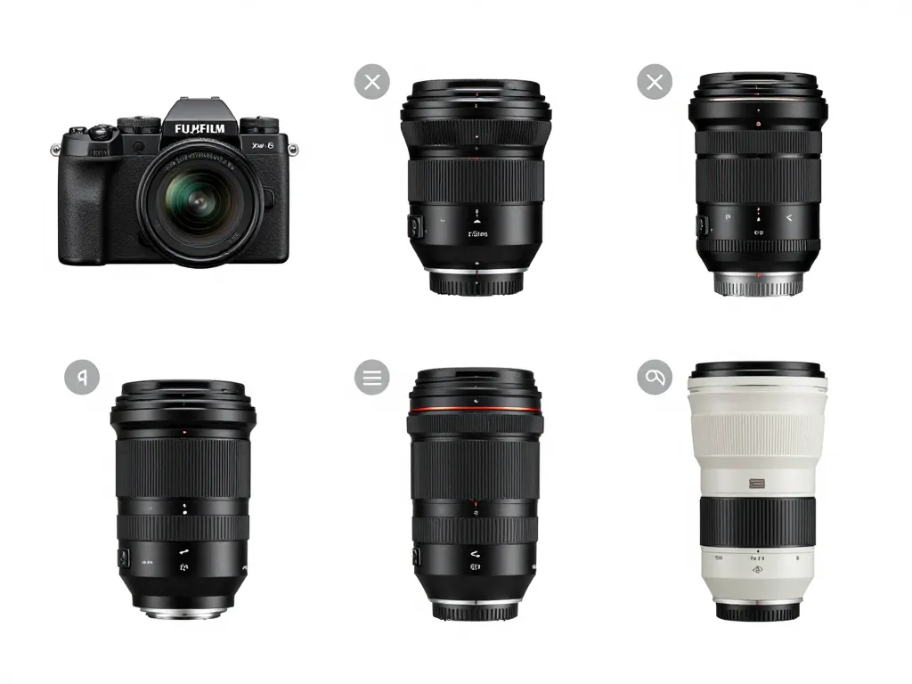 Diagramme des types d'objectif pour Fuji et leurs caractéristiques