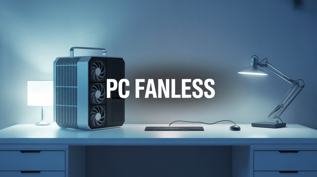 PC fanless aluminium sur bureau épuré