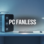 PC fanless aluminium sur bureau épuré