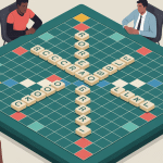 ro au scrabble sur plateau avec joueurs en ambiance compétitive