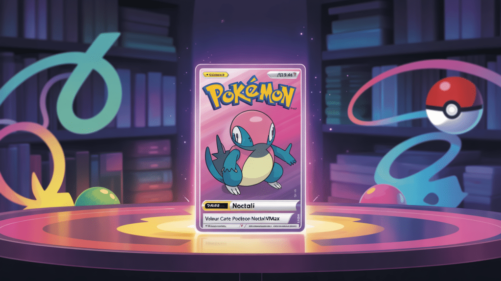carte pokémon noctali vmax en éclairage collection