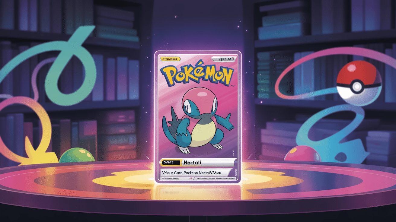 carte pokémon noctali vmax en éclairage collection