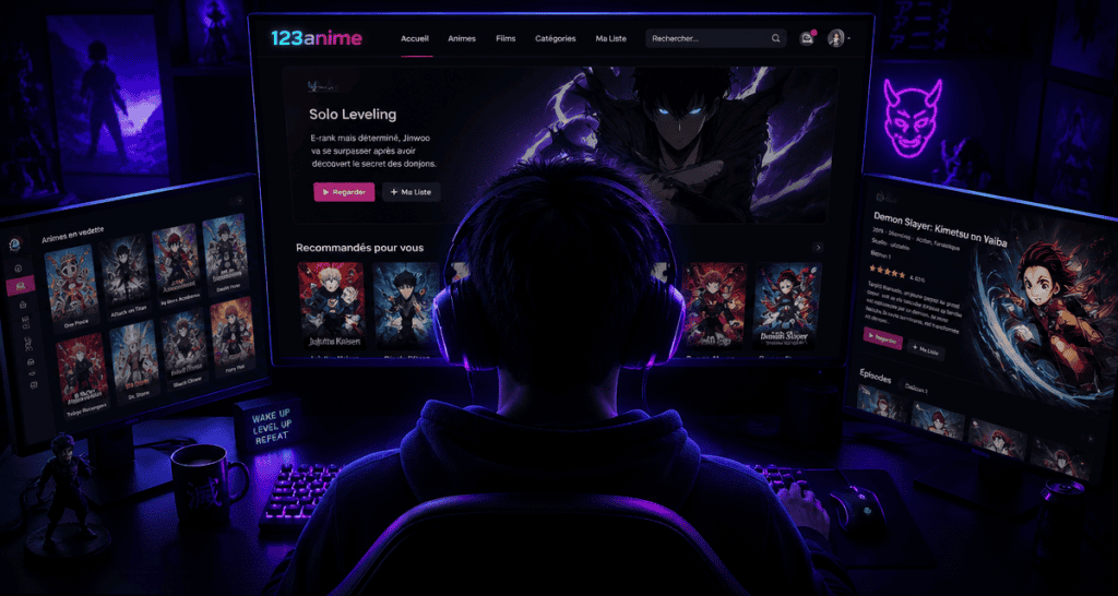 123anime streaming animé sur trois écrans