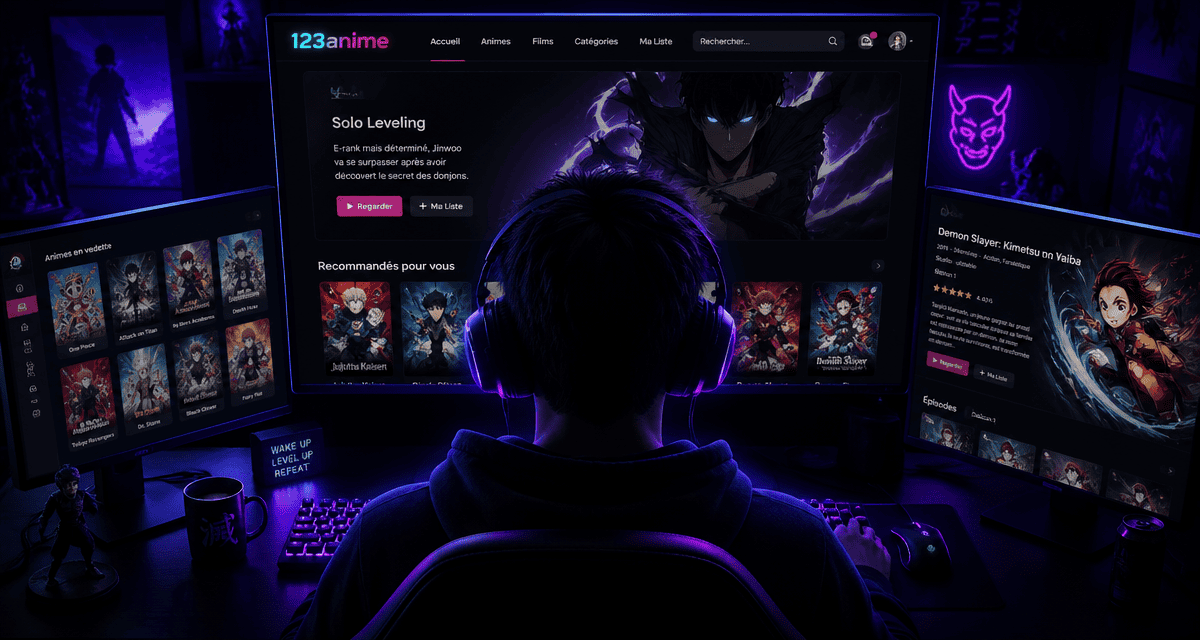 123anime streaming animé sur trois écrans