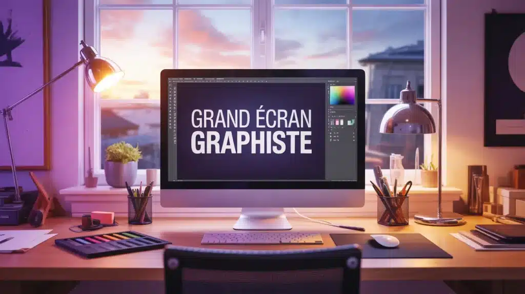 le plus grand écran graphiste sur un bureau moderne
