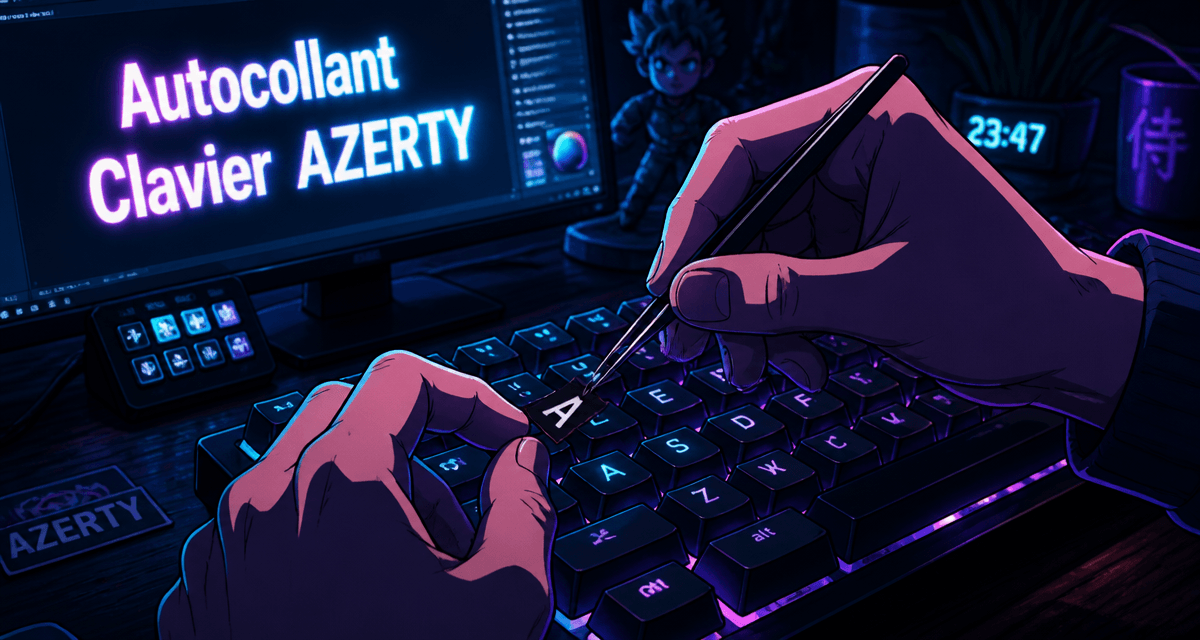 autocollant clavier azerty sur clavier lumineux