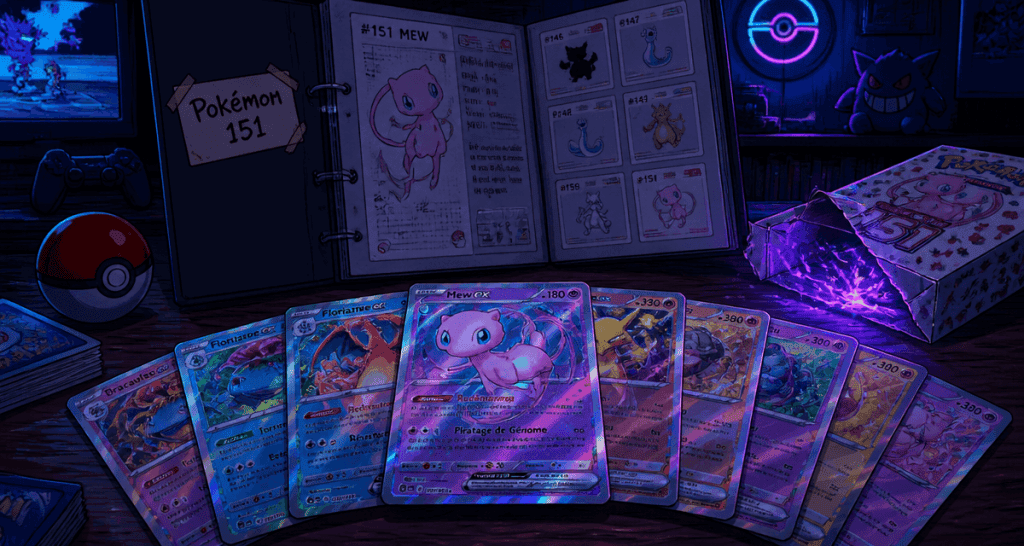 cultura pokemon 151 cartes sur table et pokedex