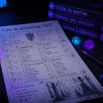fiche personnage d d manuscrite dés polyédriques