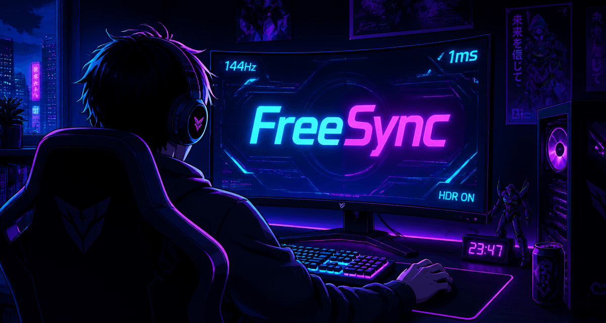 freesync ecran joueur gaming nuit
