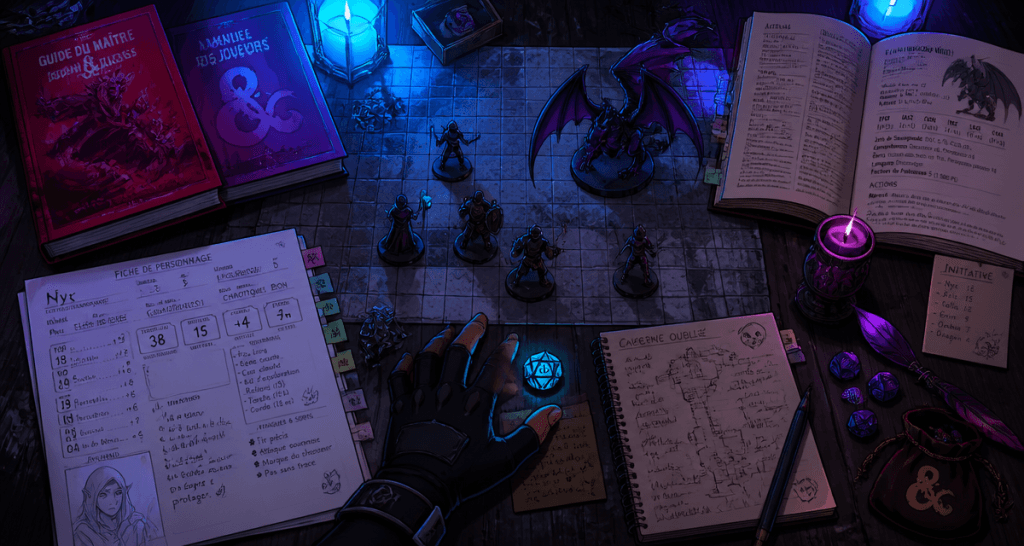 jdr donjon et dragon table jeu vue plongeante