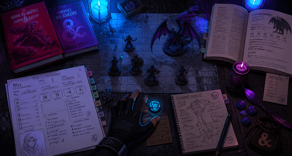 jdr donjon et dragon table jeu vue plongeante