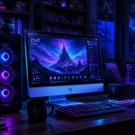 meilleur ordinateur de bureau sur un bureau moderne avec trois modèles