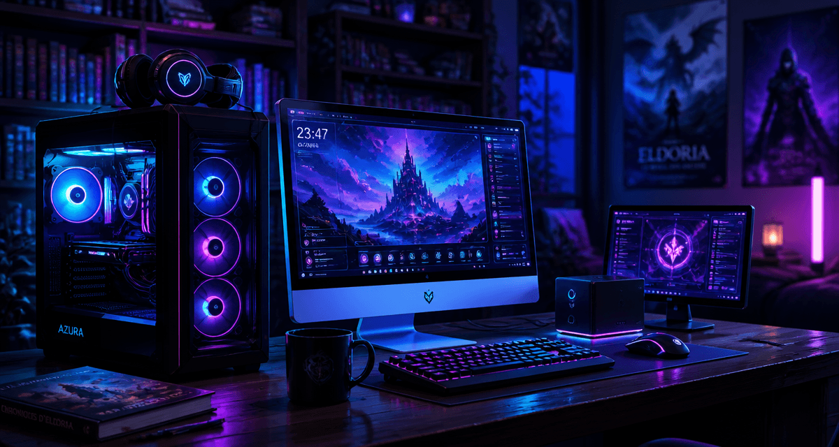 meilleur ordinateur de bureau sur un bureau moderne avec trois modèles
