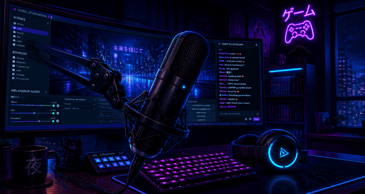 micro streaming sur bras articulé ambiance gaming