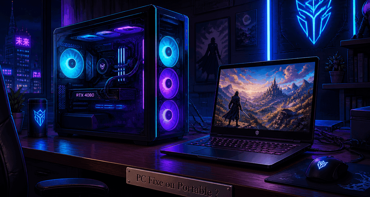pc fixe ou portable sur un bureau moderne
