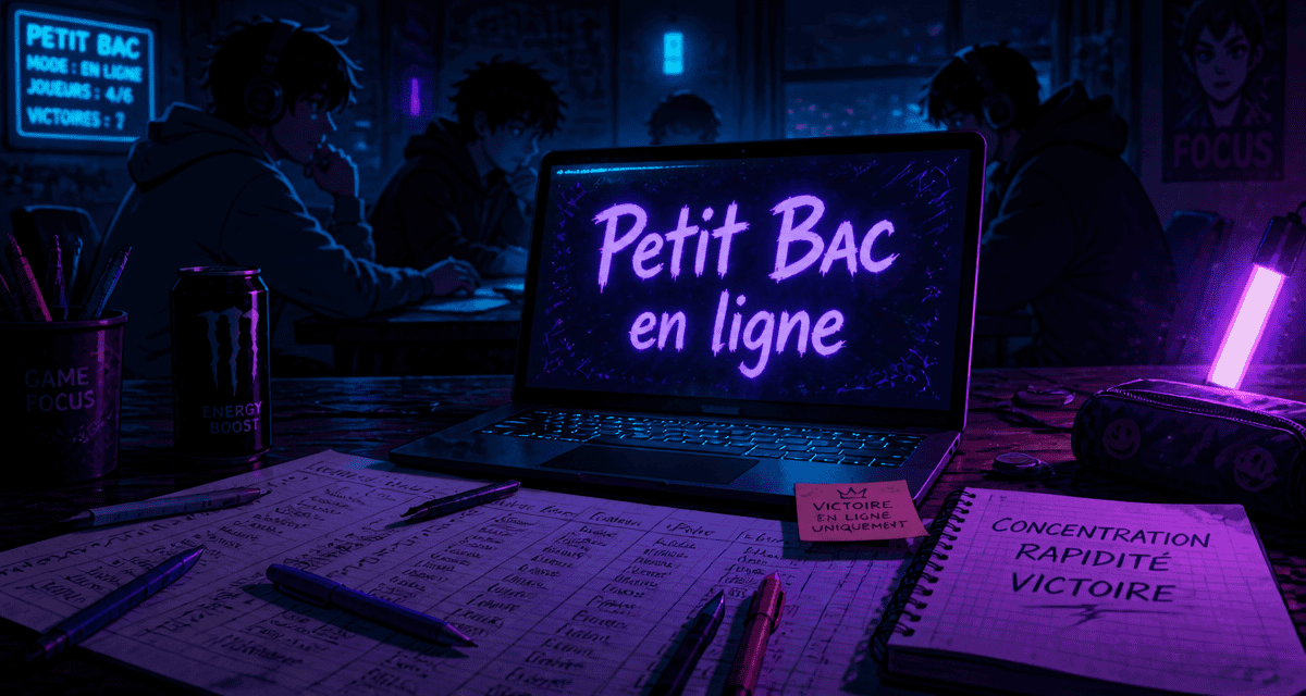 Scène jeu petit bac ligne ambiance gaming