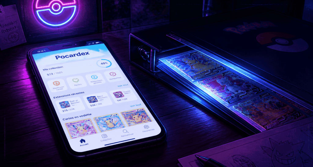 pocardex sur smartphone avec cartes pokémon