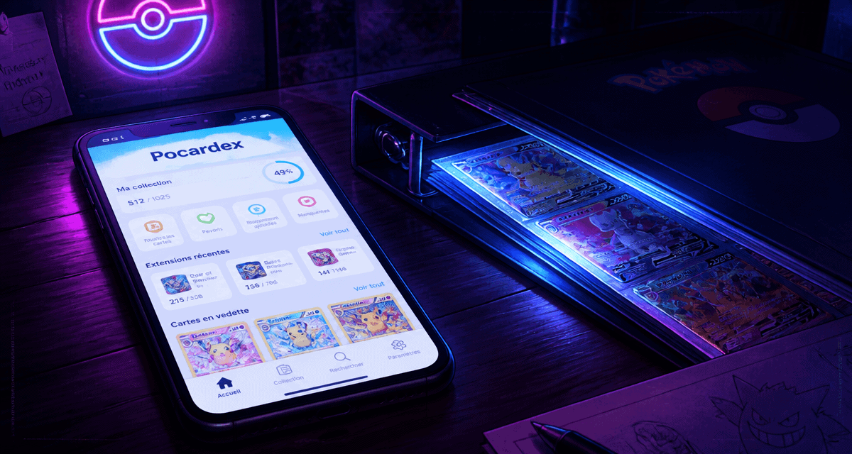 pocardex sur smartphone avec cartes pokémon