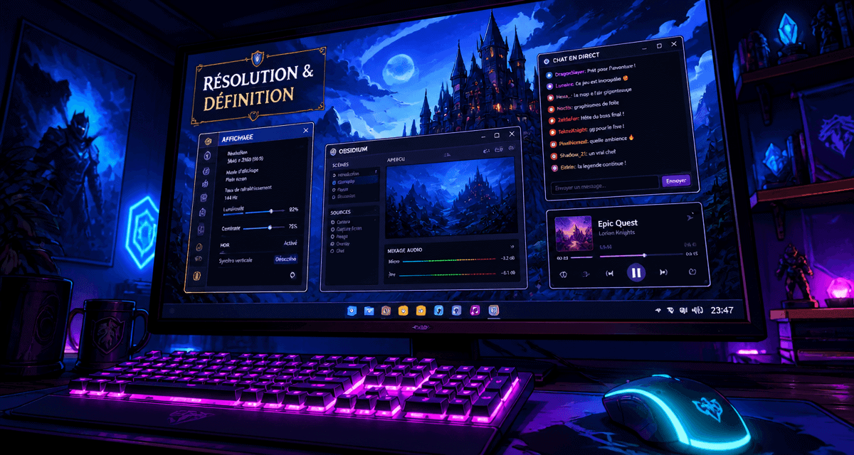 résolution ecran sur moniteur gaming ambiance nocturne