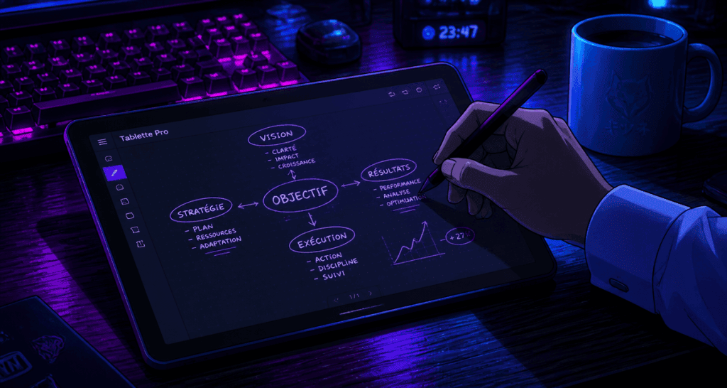 tablette d'écriture professionnelle avec stylet sur bureau