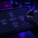 tablette d'écriture professionnelle avec stylet sur bureau