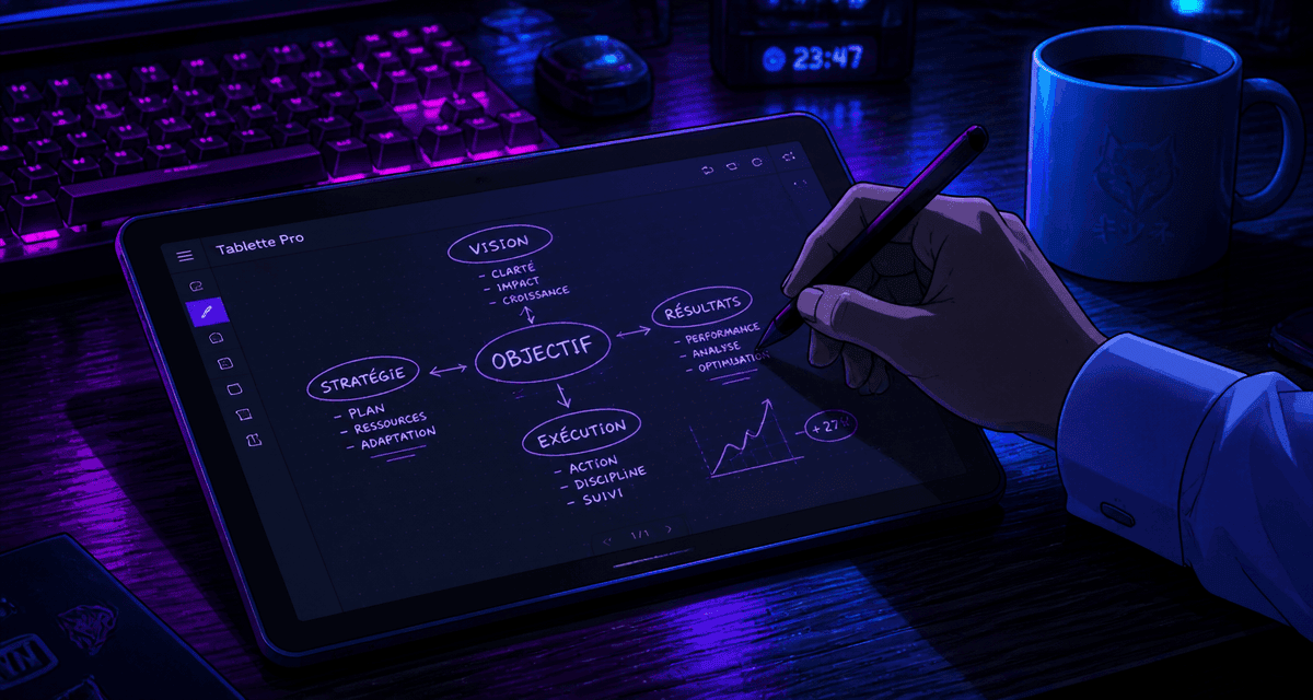 tablette d'écriture professionnelle avec stylet sur bureau