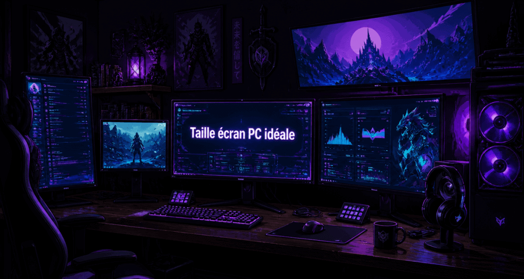 tailles ecran pc sur bureau gaming fantasy