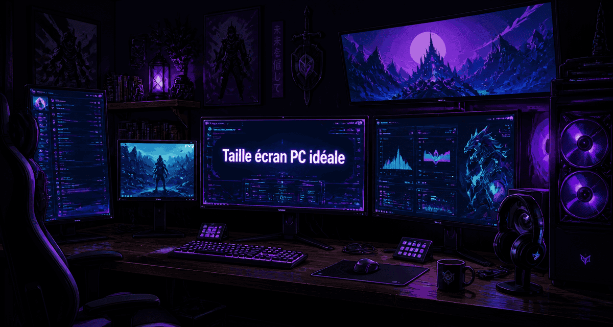 tailles ecran pc sur bureau gaming fantasy