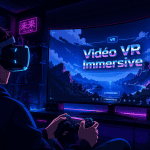 joueur video en vr casque fauteuil gaming