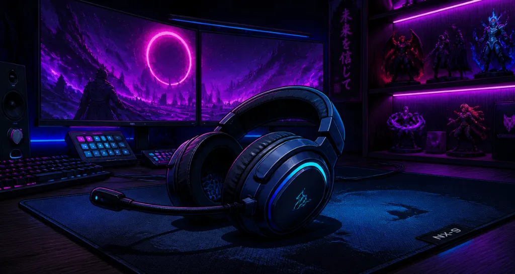 casque avec micro sans fil sur bureau gaming
