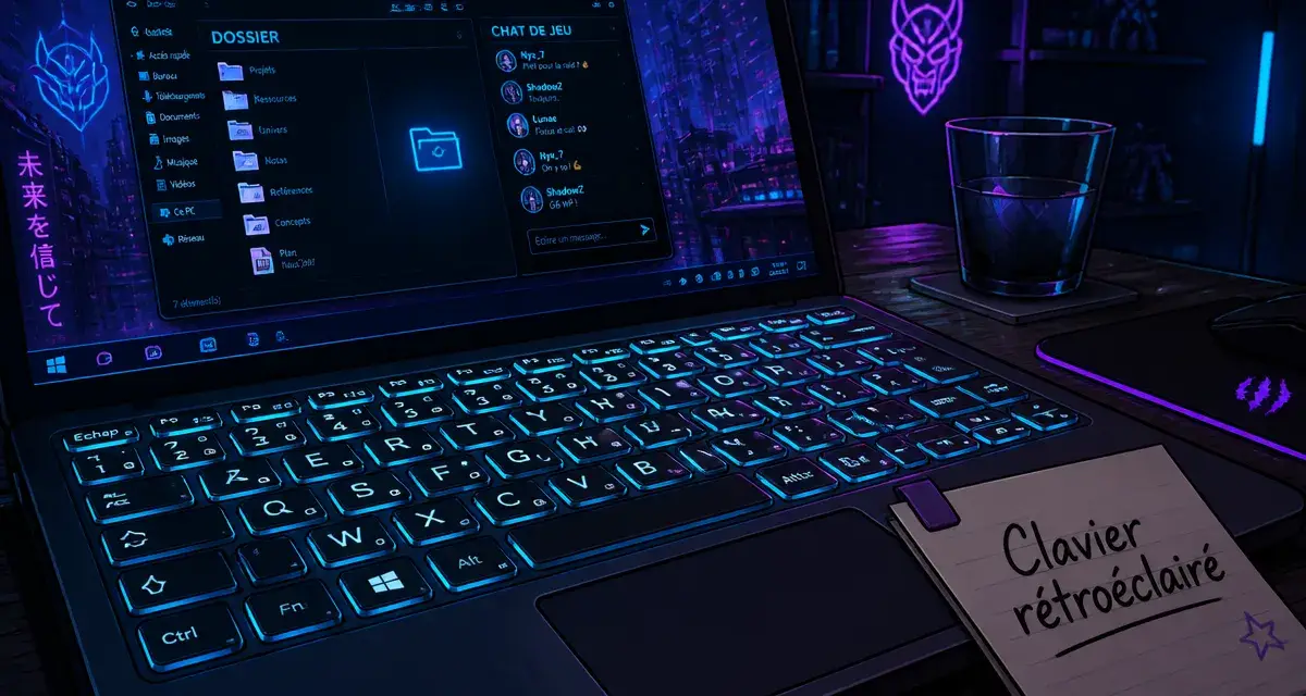 Clavier pc portable retro éclairé : touches lumineuses