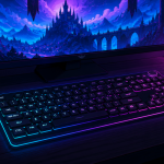 Clavier rétro éclairé sans fil LED cyan magenta
