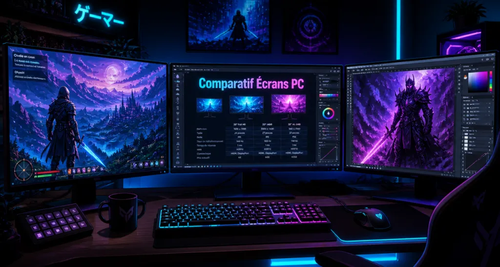 comparatif écran pc setup gaming trois écrans