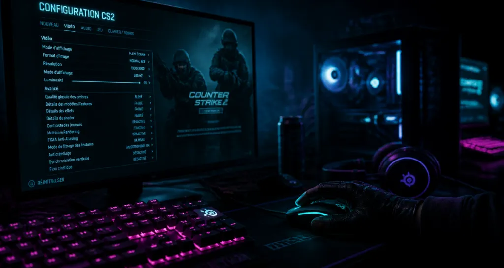 config cs2 réglages pro bureau gaming