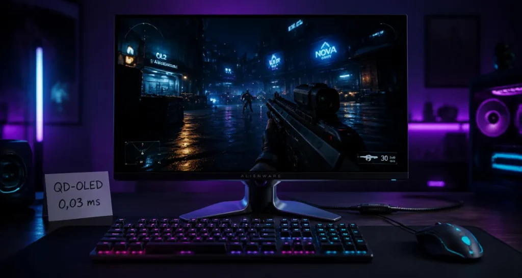 Ecran Alienware QD-OLED 0,03 ms, noirs profonds et réponse ultra-rapide