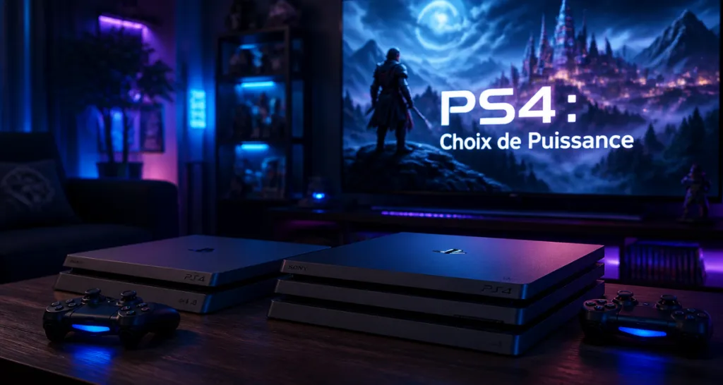 ps4 pro vs slim sur table devant tv 4k