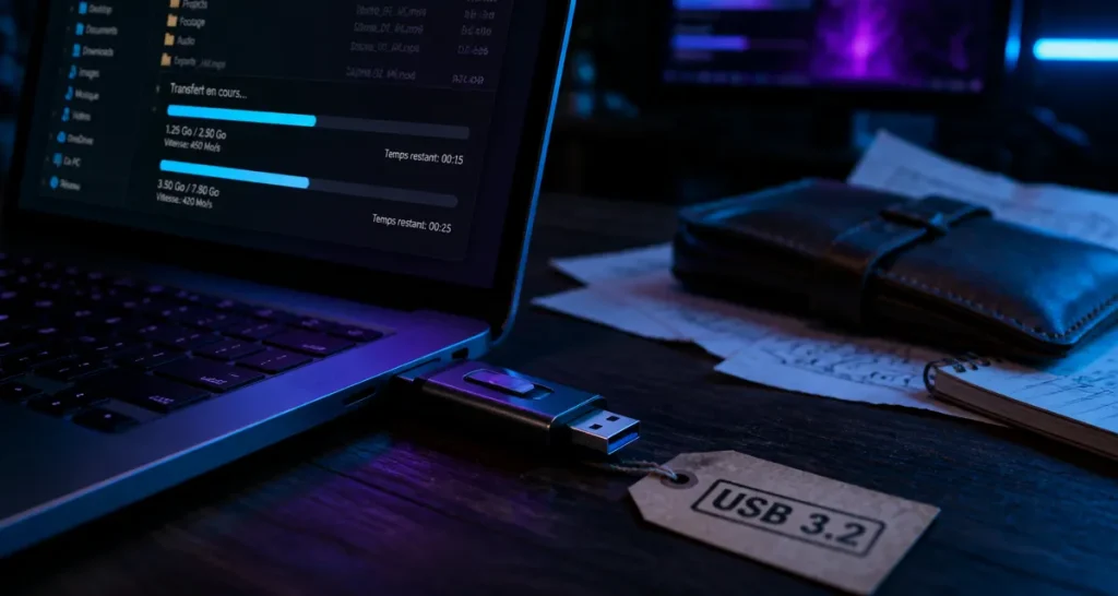 USB lecteur flash : clé USB 3.2 USB-A/USB-C sur ordinateur