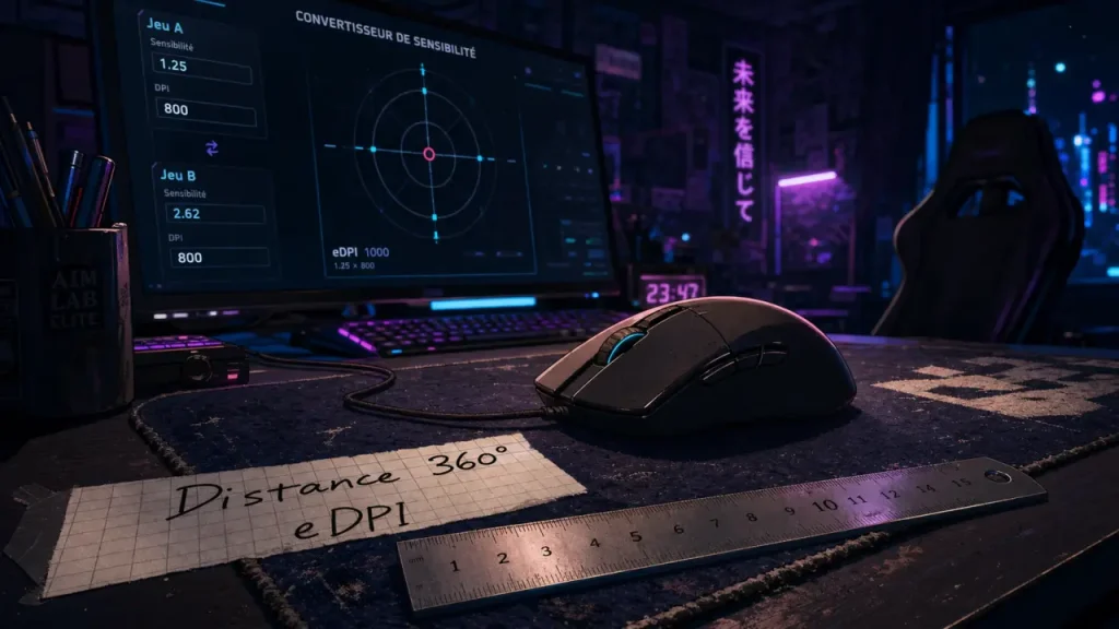 Convertir sa sensibilité souris : DPI, eDPI et distance 360° pour une visée constante