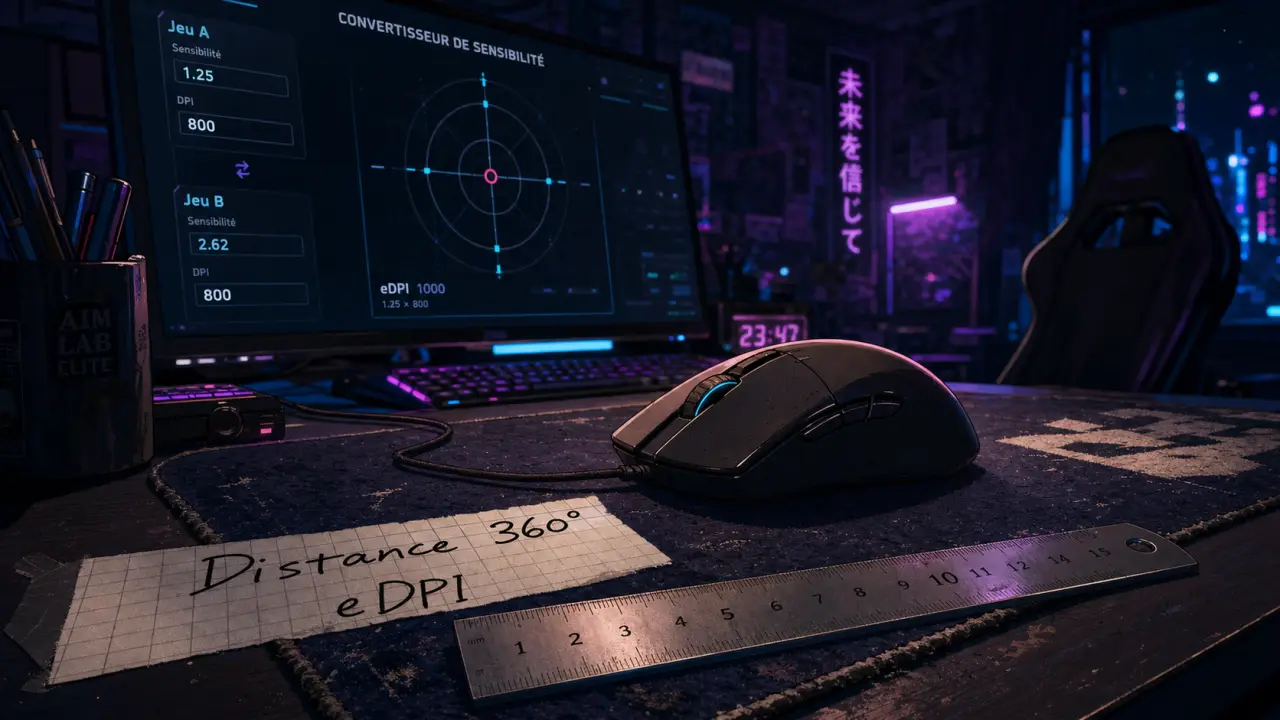 Convertir sensibilité souris : DPI, eDPI et distance 360°