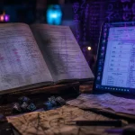 Image DnD 2024 : manuel, dés et fiche de personnage