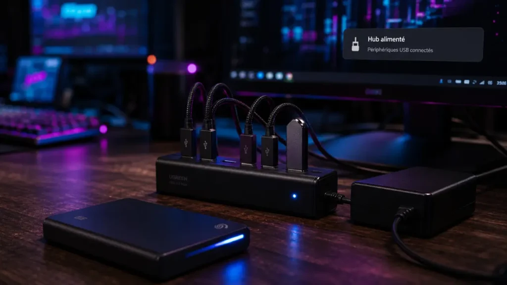 Hub alimenté ou non alimenté : le bon choix pour disques externes, imprimantes et télétravail