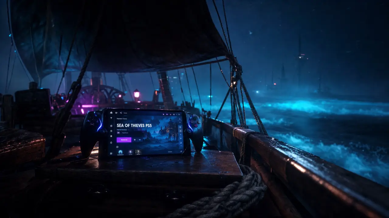 Sea of Thieves PS5 sur sloop nocturne, cross-play et achat